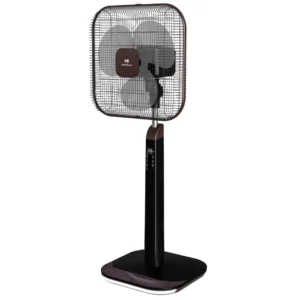 Havells Aindrila 400mm LED Pedestal Fan with Remote | Square Wire Guard | Color Changeable LED Base | Breeze & Sleep Mode | Superior Low Voltage Performance | 2 Year Warranty | Brown & Black |