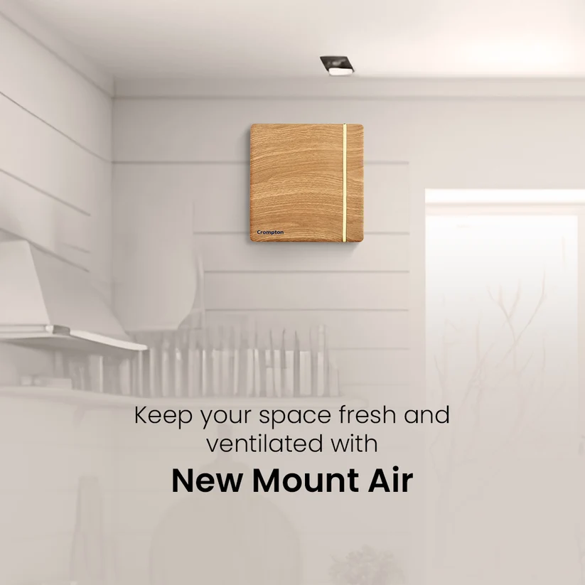 Crompton New Mount Air Exhuast Fan - 150mm | Wooden Finish | - Image 2