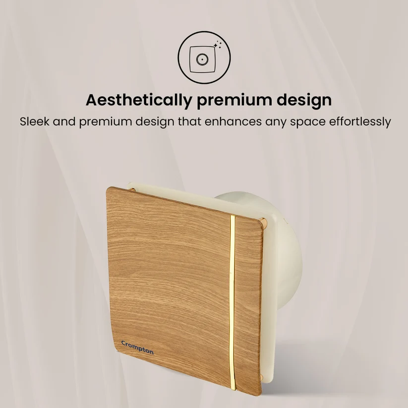 Crompton New Mount Air Exhuast Fan - 150mm | Wooden Finish | - Image 4