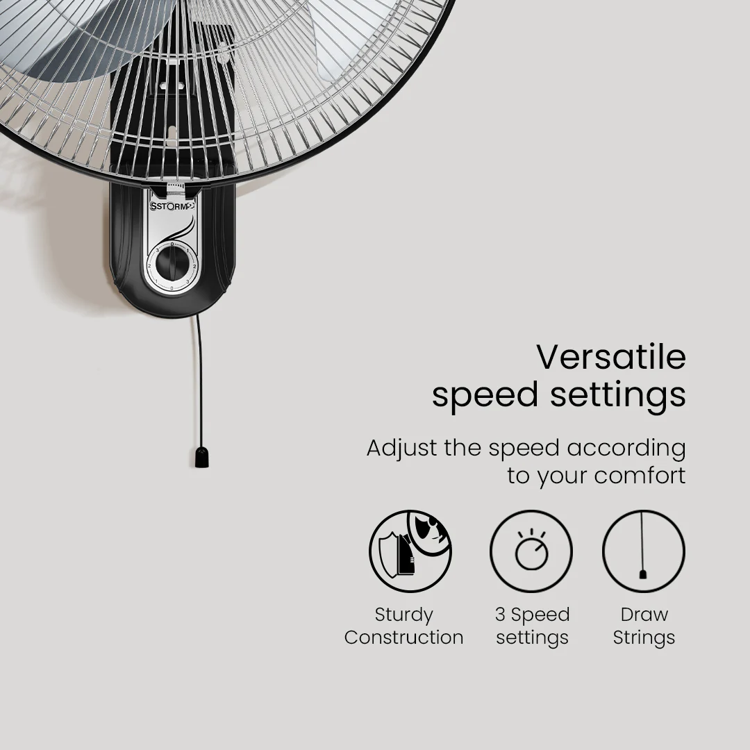 Crompton SSTORM2 450mm Wall fan Black - Image 3