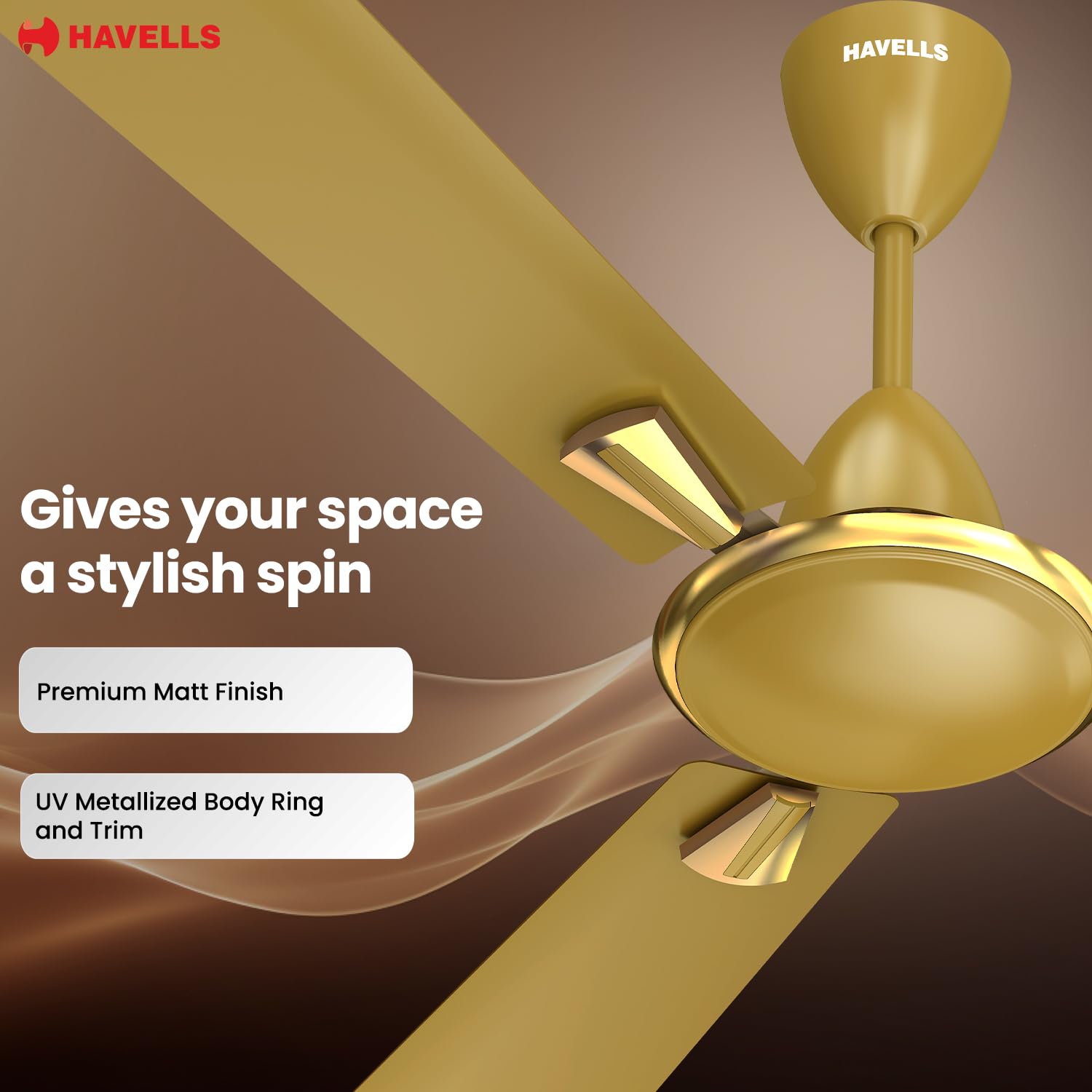 Havells Quickair 1200mm Ceiling Fan Desert Gold - Image 2