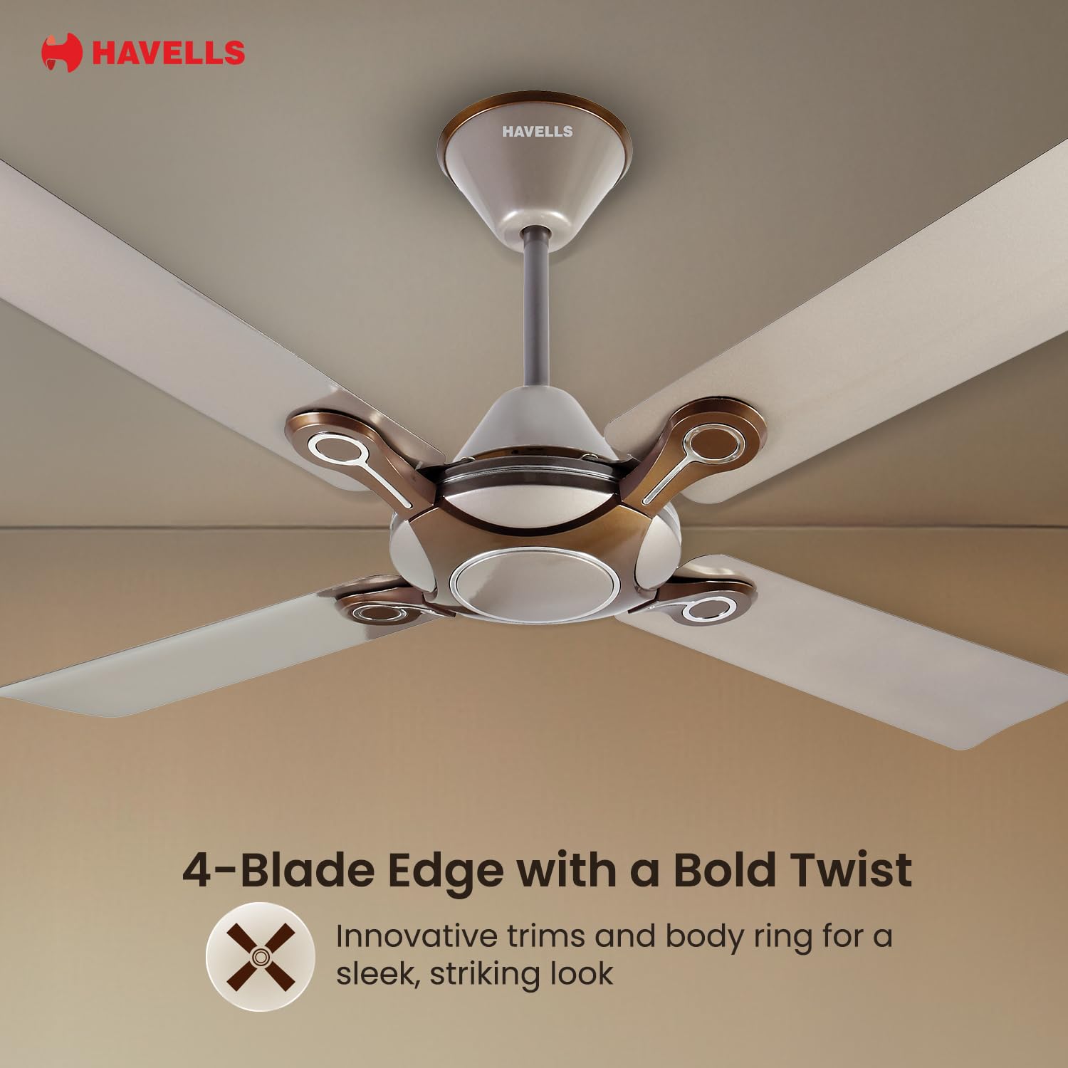 Havells Leganza 4 Blade 1200mm Ceiling Fan Mist Honey - Image 4