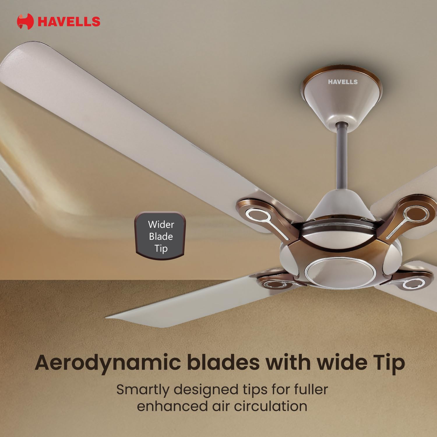 Havells Leganza 4 Blade 1200mm Ceiling Fan Mist Honey - Image 5