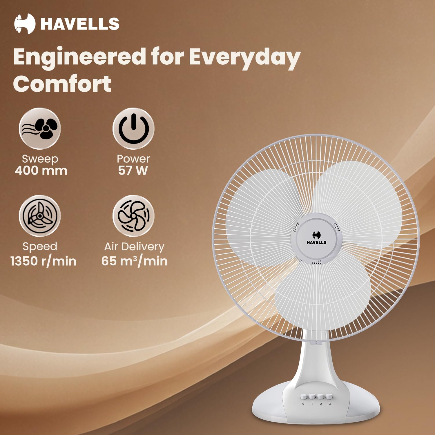 Havells Sameera 400 mm Table Fan Grey - Image 3