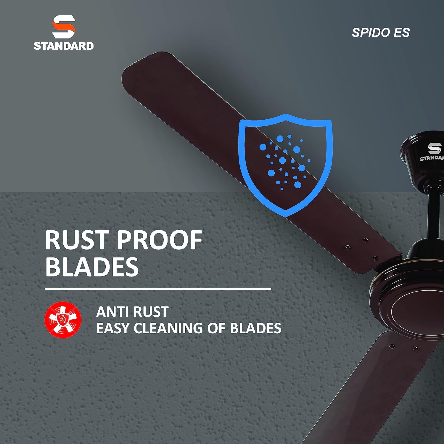 Standard Spido ES Neo 900mm Ceiling Fan Brown - Image 2