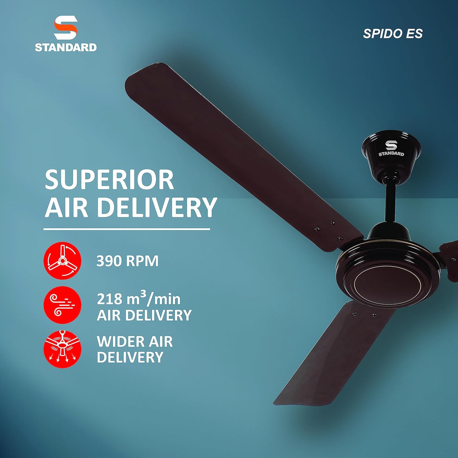 Standard Spido ES Neo 1200mm Ceiling Fan Brown - Image 4