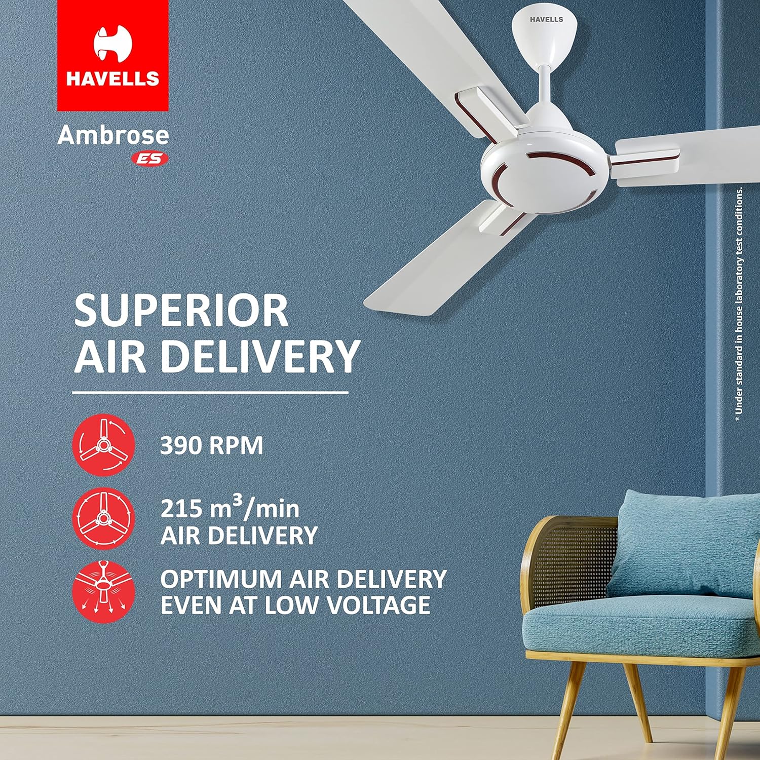 Havells Ambrose HS 1200mm Ceiling Fan Pearl White Wood - Image 4