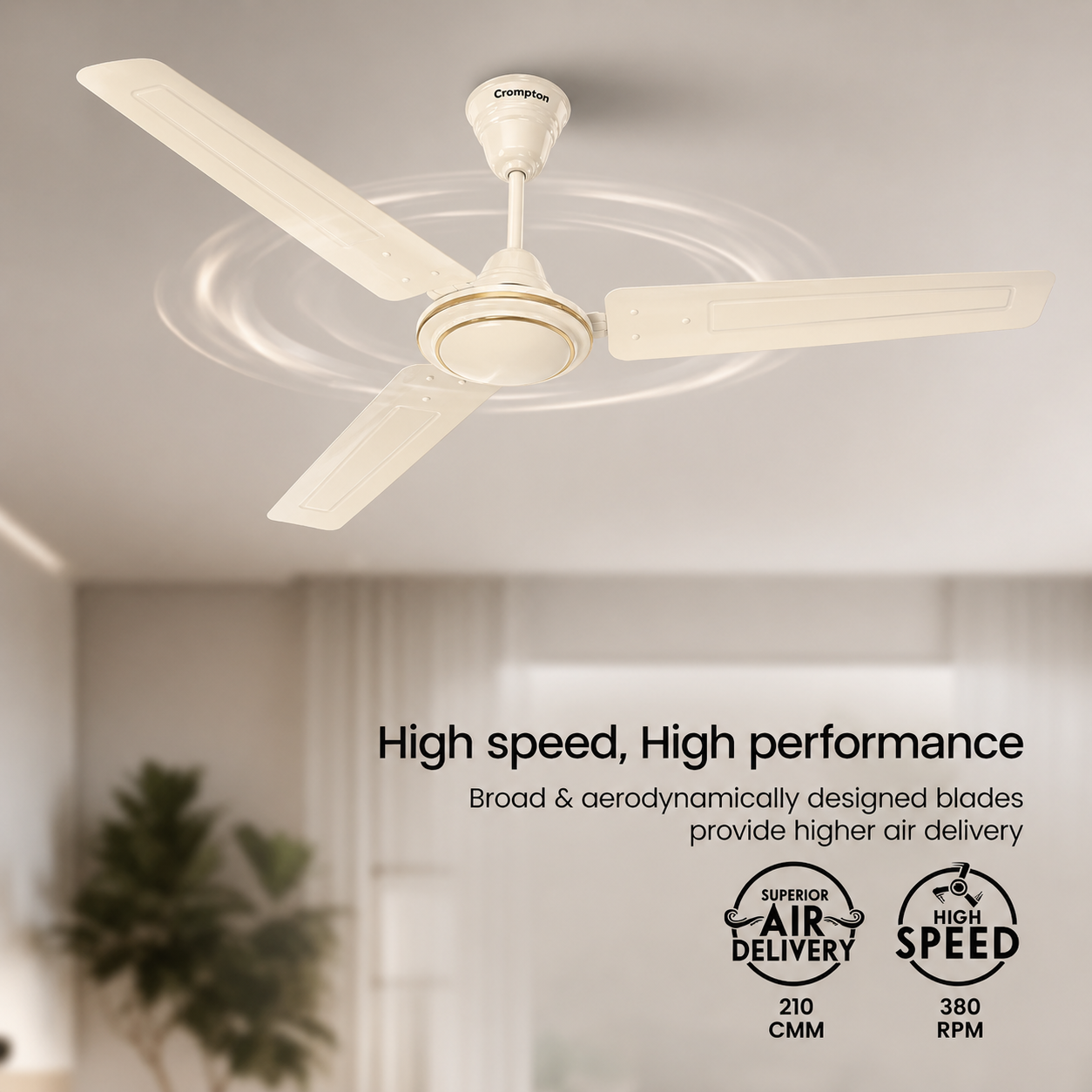 Crompton Surebreeze Jetwind 900mm Ceiling Fan Ivory