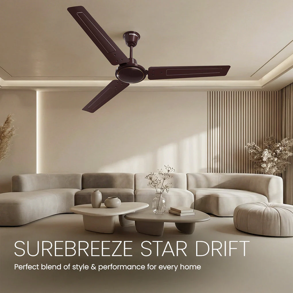 Crompton Surebreeze Star Drift 900mm Ceiling Fan Brown - Image 2