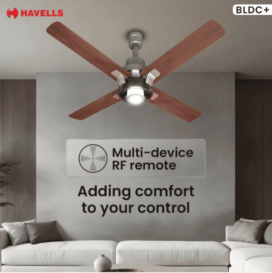 Havells 1320Mm Florette Underlight Smart Sense Bldc Motor Ceiling Fan | Remote Controlled, High Air Delivery Fan | 4 Stars Rated, Upto60% Energy Saving, 2 Year Warranty | (Pack Of 1, Smoke Brown Wood) | Free Installation | - Image 8