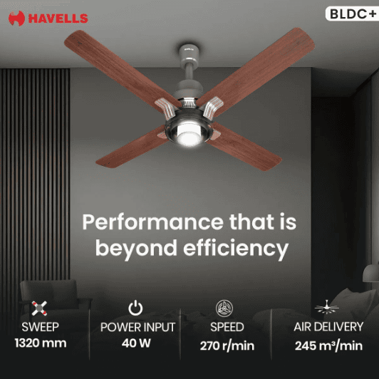 Havells 1320Mm Florette Underlight Smart Sense Bldc Motor Ceiling Fan | Remote Controlled, High Air Delivery Fan | 4 Stars Rated, Upto60% Energy Saving, 2 Year Warranty | (Pack Of 1, Smoke Brown Wood) | Free Installation | - Image 10