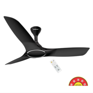 Havells Stealth Air BLDC 1200mm Ceiling Fan | Upto55% Energy Saving | Silent & Premium | 5 stars Rating | 100% Copper Motor | RF Remote, Memory Backup, Timer | (Metallic Black, Pack Of 1)