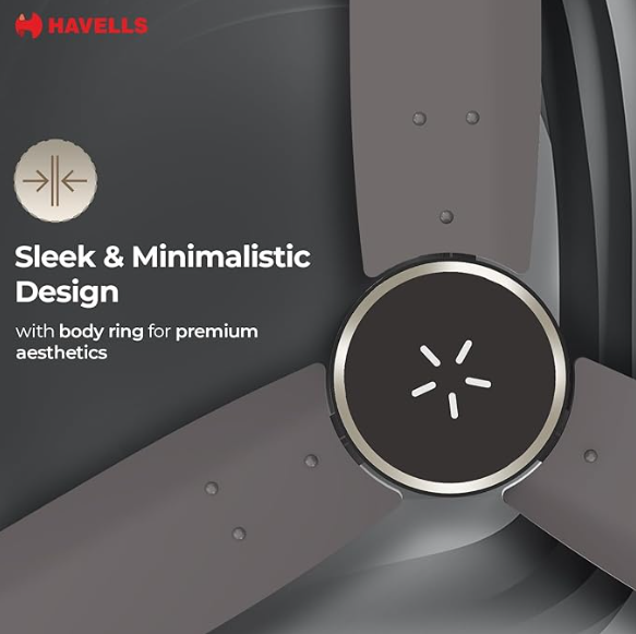 Havells EPIC SIGNIA BLDC Ceiling Fan 1200mm | 5 star | LED Speed Indicator | 380 RPM, Up to 65% Savings | Reverse Rotation, 4 Speed Modes | Low Wattage 30W ,Low Noise | Air Flow:225 CMM | Stone Grey | - Image 3