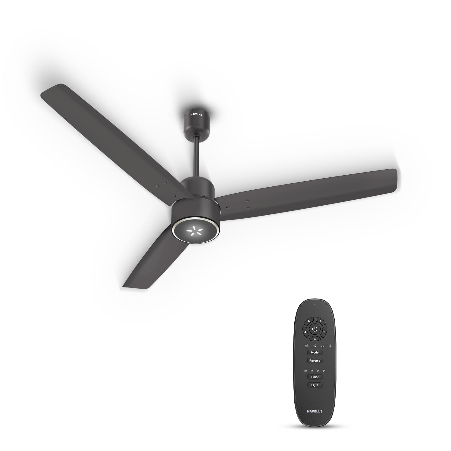 Havells EPIC SIGNIA BLDC Ceiling Fan 1200mm | 5 star | LED Speed Indicator | 380 RPM, Up to 65% Savings | Reverse Rotation, 4 Speed Modes | Low Wattage 30W ,Low Noise | Air Flow:225 CMM | Smoke Brown |