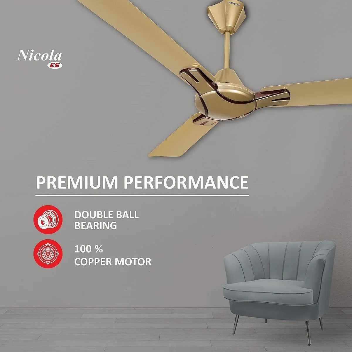 Havells Nicola 1200mm Ceiling Fan Bronze Copper - Image 2