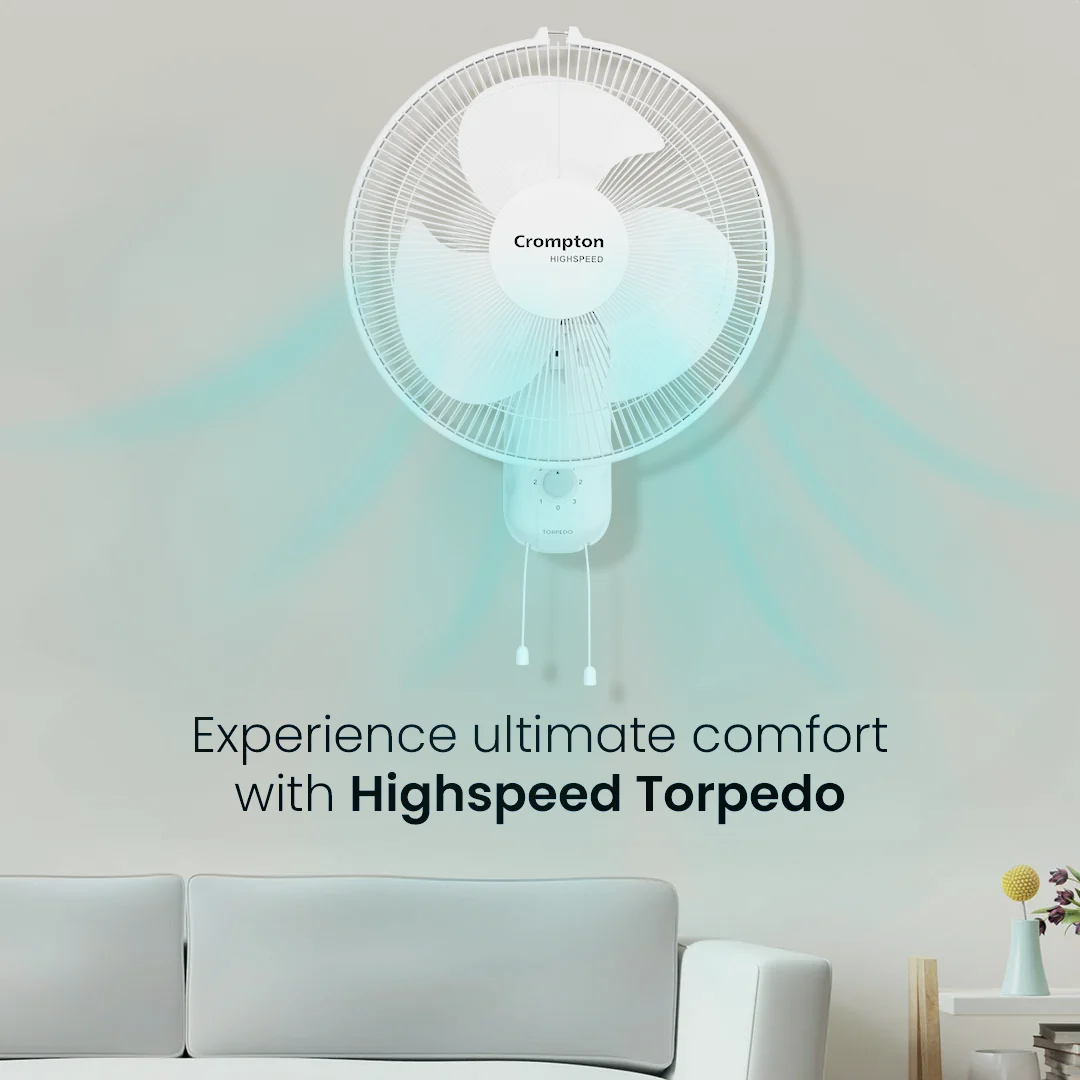 Crompton Highspeed Torpedo 400mm Wall Mounted Fan White - Image 2