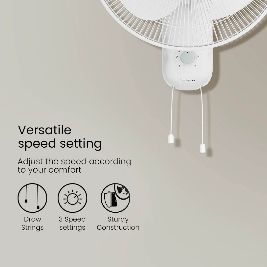Crompton Highspeed Torpedo 400mm Wall Mounted Fan White - Image 4
